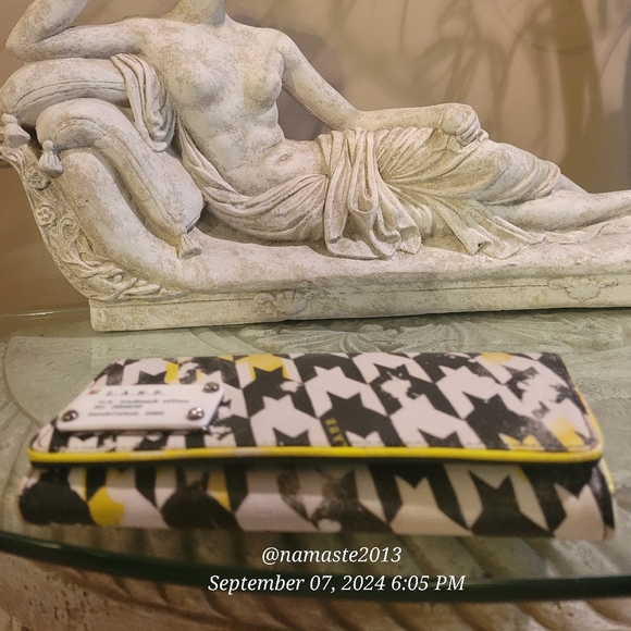 L.A.M.B. Gwen Stefani Acid Wash Wallet Leather Canvas Designer Celebrity #28 - Picture 5 of 13